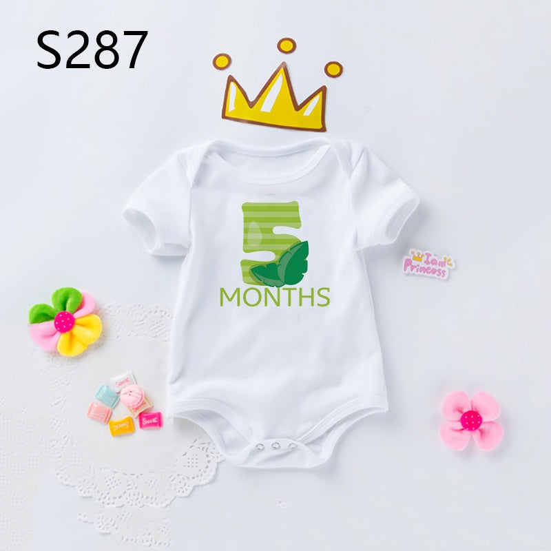 Monatlicher Meilenstein-Baby-Body, niedliches Tier, 1–12 Monate, Einteiler, Babyparty, Geschenk, Monatsbilder, monatliche Overall-Kleidung.