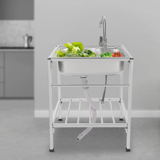 Kommerzielle Mehrzweckspüle aus Edelstahl – freistehende Küchenspüle mit Wasserhahn – NSF-Handwaschstation für Küchenspülen