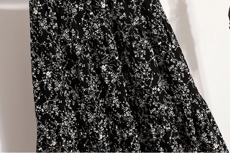 2025 Vintage Draped Elegant Chinese Style Women's Half-length Skirts Autumn Floral Pleated A- Line Skirt With Lining