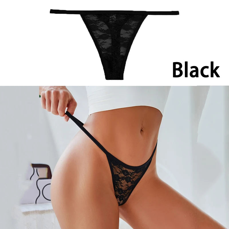 Lace Thong Sexy Panties G-string Low Waist Transparent Underwear Female Underpants Solid Intimates Lingerie Tangas Mujer M-XL.