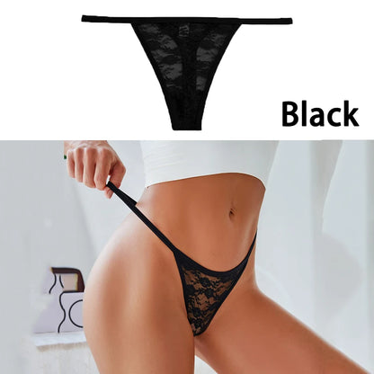Lace Thong Sexy Panties G-string Low Waist Transparent Underwear Female Underpants Solid Intimates Lingerie Tangas Mujer M-XL.