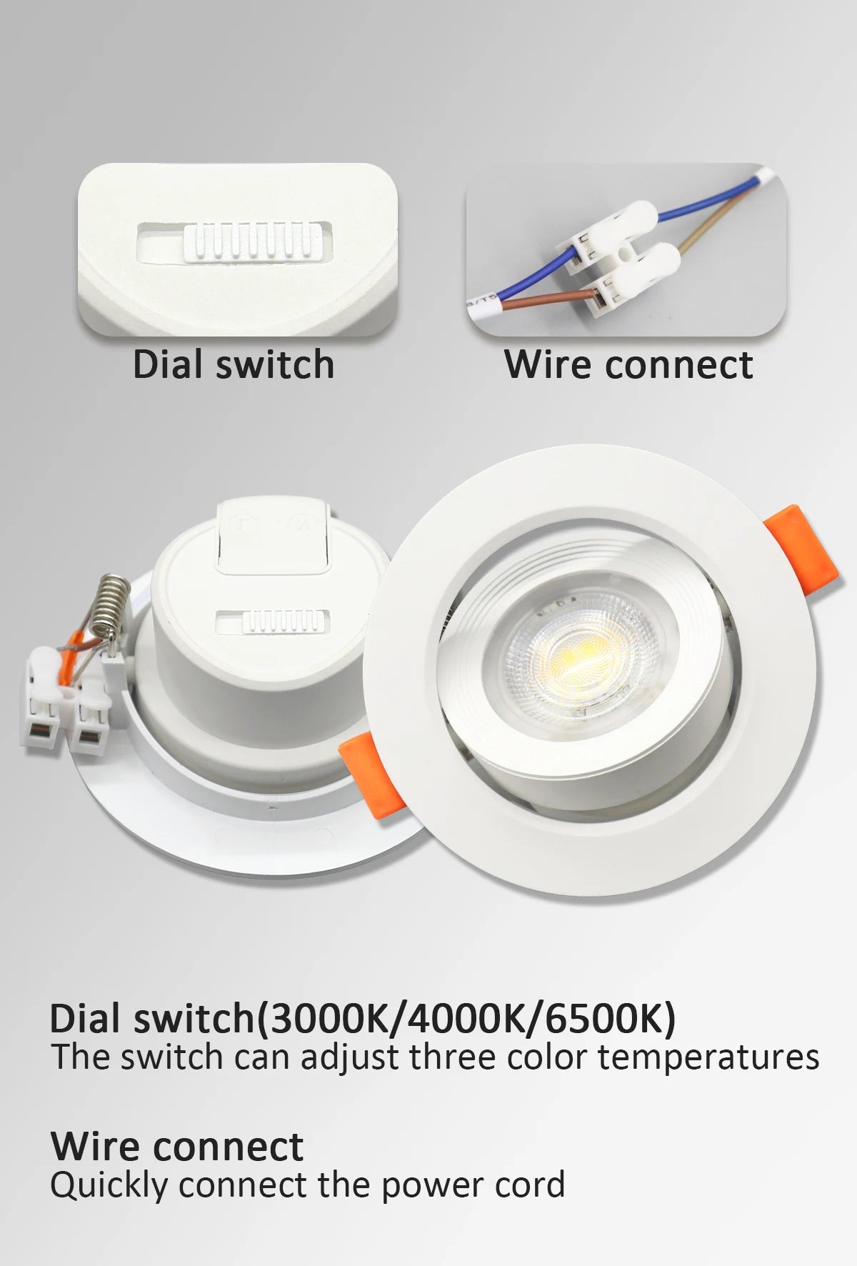 10 stücke CCT Spot Downlight Einbau LED Decke Licht 3 Farbe Eingestellt AC100-240V Zifferblatt Schalter 3000 K/4000 K/6500 K Innen Beleuchtung.