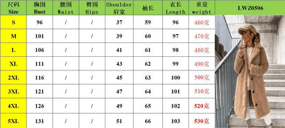 2025 frauen Winter Faux Wolle Mischungen Warme Mantel Einreiher Oberbekleidung Teddy Plüsch Mäntel Weibliche Chic Streetwear Mäntel 5XL.