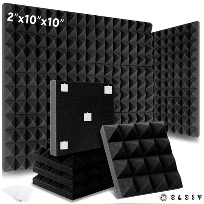 Studio Acoustic Soundproof Foam Panels 6/12/24 Pcs, Pyramid Sound Insulation Treatment Acoustic Sponge，Acoustic Foam Panels