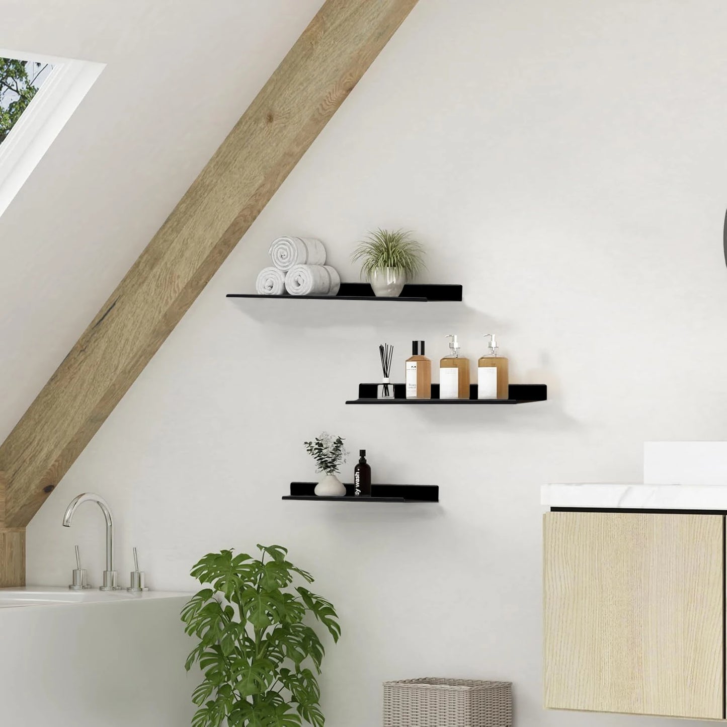 Schwimmende Badezimmerregale  Zimmerdekoration  Keine Bohrungen  Speicherwandregal  Home Organizer Ledge Hardwares  Schrankküche  Wohnkultur