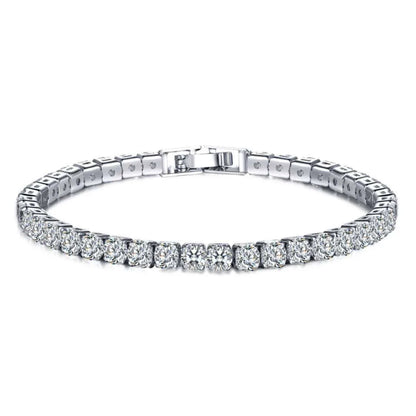925 Sterling Silver 4mm Tennis Bracelet Inlaid With Zircon Crystal Electroplated 18k Gold Luxury Fashion Women's Gift.
