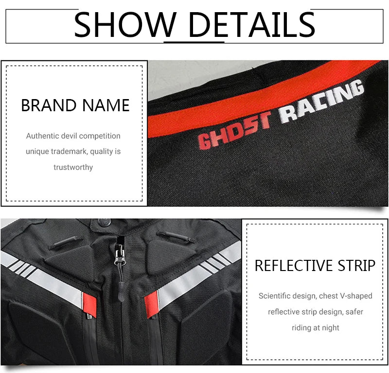 GHOST RACING Motorcycle Racing Jacket Man Waterproof Dirt Bike Pants Set With Protection Racing Suit Motocross Jacket Motor Suit.