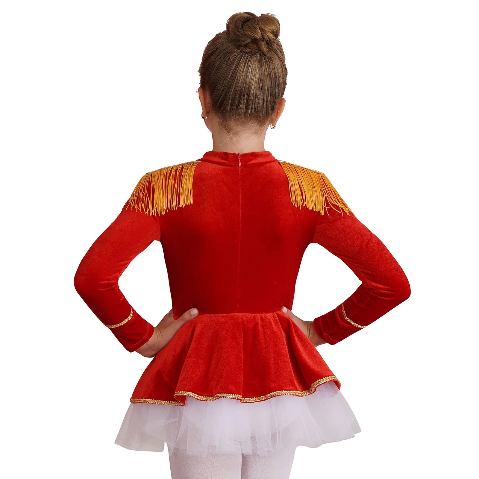 Kinder Mädchen Halloween Weihnachten Karneval Zirkus Zirkusdirektor Cosplay Performance Kostüm Langarm Mesh Trikot Tutu Kleid.