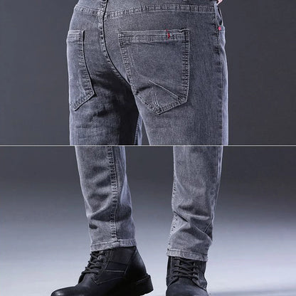 Men New Fashion Comfortable Slim Fit Jeans Male Loose Straight Smart Casual Denim Pants Formal Elasticity Look Taller Trousers.