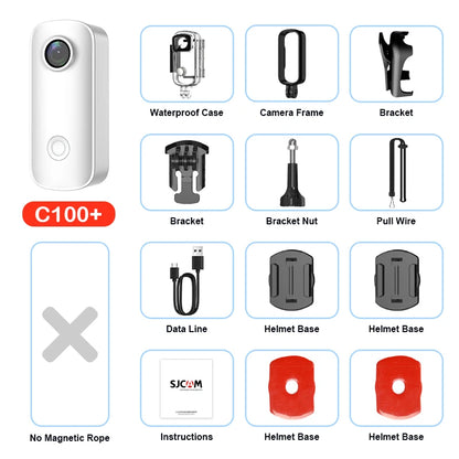 SJCAM C100 Plus Action Cam 4K Electronic Image Stabilization 2.4G WiFi 30M Waterproof With Case Sport Camera Black White