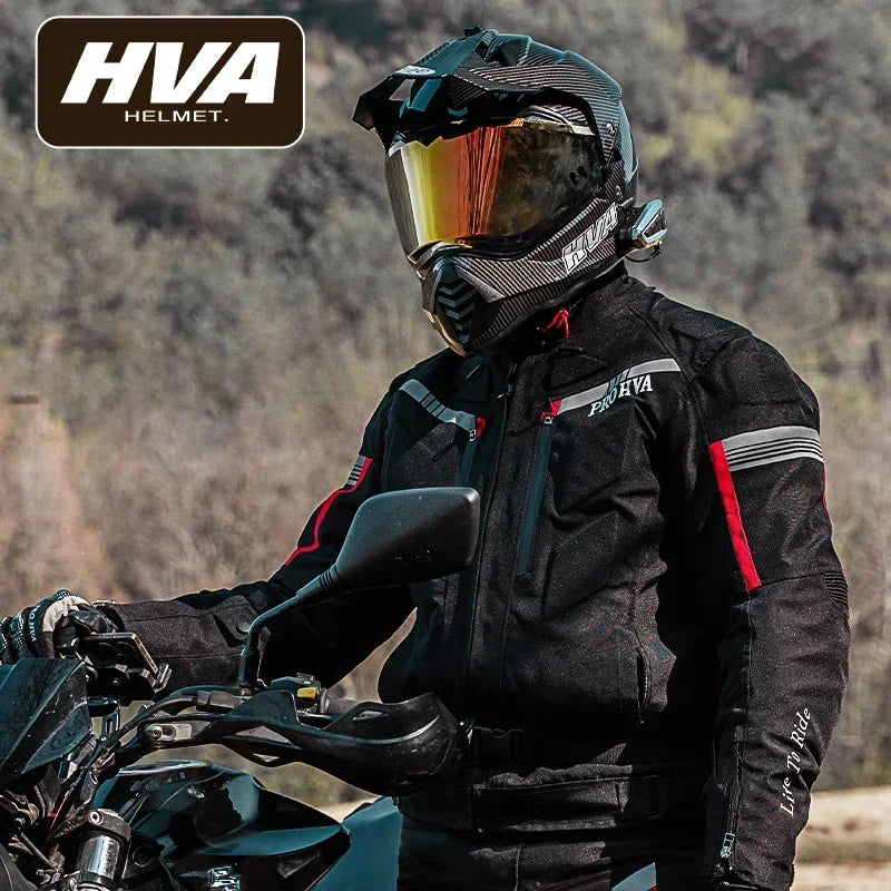 HVA Waterproof Motorcycle Jacket Men's Racing Suit Removable Liner Warm Autumn and Winter Motorcycle Jacket Suit Anti-fall Suit.