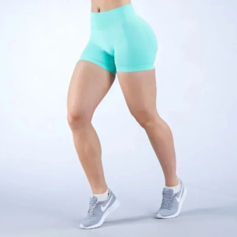 Summer High Waisted Yoga Shorts Women  Fashionable and Sexy Running Fitness Pants Solid Color High Elastic Yoga Leggings.