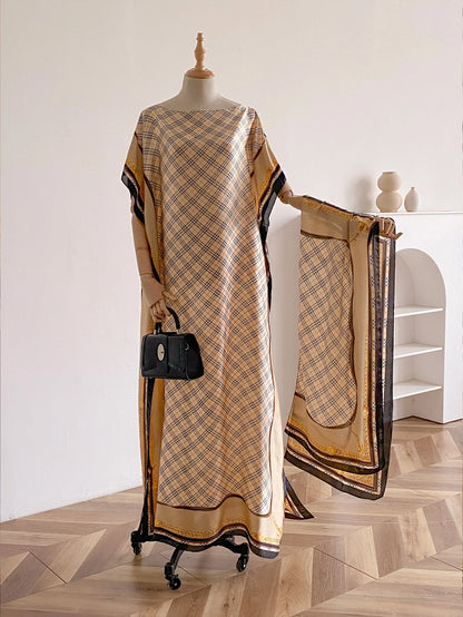 Sommer Neue Mode Afrikanische Kleider Für Frauen Elegante Gedruckt Seide Muslimischen Dame Lange Hijab Kaftan Kleid Oversize Kuwait Abaya.