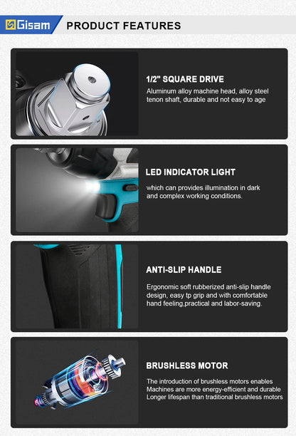 1800 N.M Drehmoment Bürstenlosen Elektrischen Schlagschrauber 1/2 zoll Lithium-Ionen Batterie Akku-schlüssel Werkzeuge Für Makita 18V Batterie pin