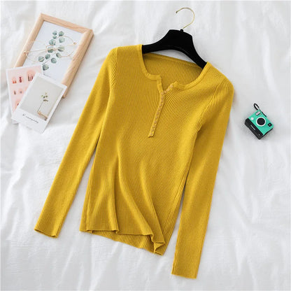 2025 frauen Solide Strick Pullover Herbst Winter Pullover V-ausschnitt Taste Langarm Schlank Pullover Koreanische Casual Basis Schicht Y2k