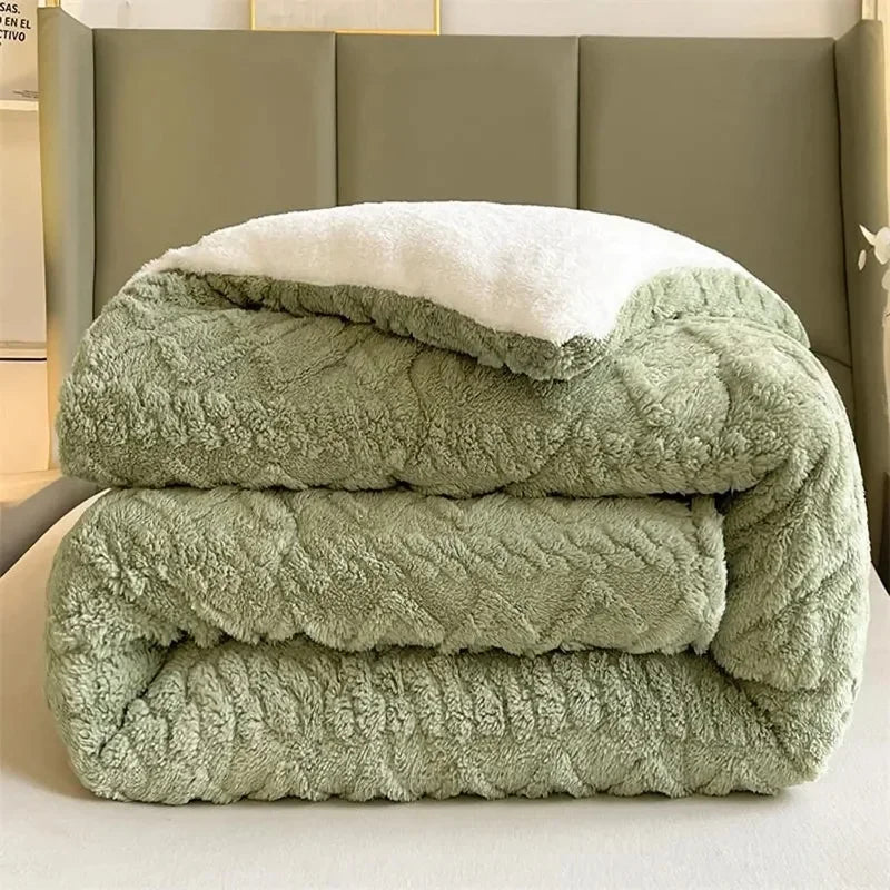New Super Thick Winter Warm Blanket for Bed Artificial Lamb Cashmere Weighted Blankets Soft Comfortable Warmth Quilt Comforter.