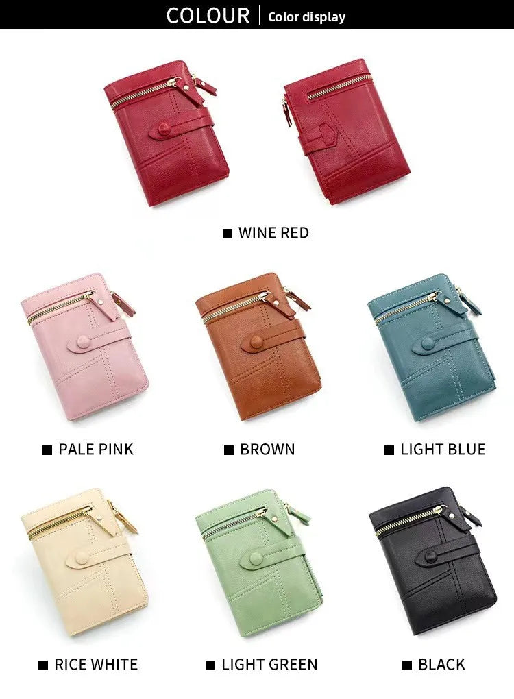 New Short Women's Wallet, Japanese-style Small Fragrant Style Pu Leather Zipper Trendy Change Bag.