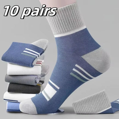 10/5/3pairs Breathable Con Sports Stockings Men Bamboo Fiber Autumn and Winter Men Socks Sweat Absorption Deodorant Business Sox