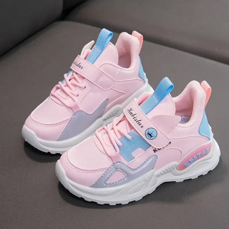 Kids Spring Sneakers Girls School Casual Shoes Outdoor Breathable Running Shoes Light Soft Tenis Pink Non-slip Children Shoes.
