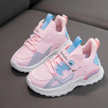 Kids Spring Sneakers Girls School Casual Shoes Outdoor Breathable Running Shoes Light Soft Tenis Pink Non-slip Children Shoes.