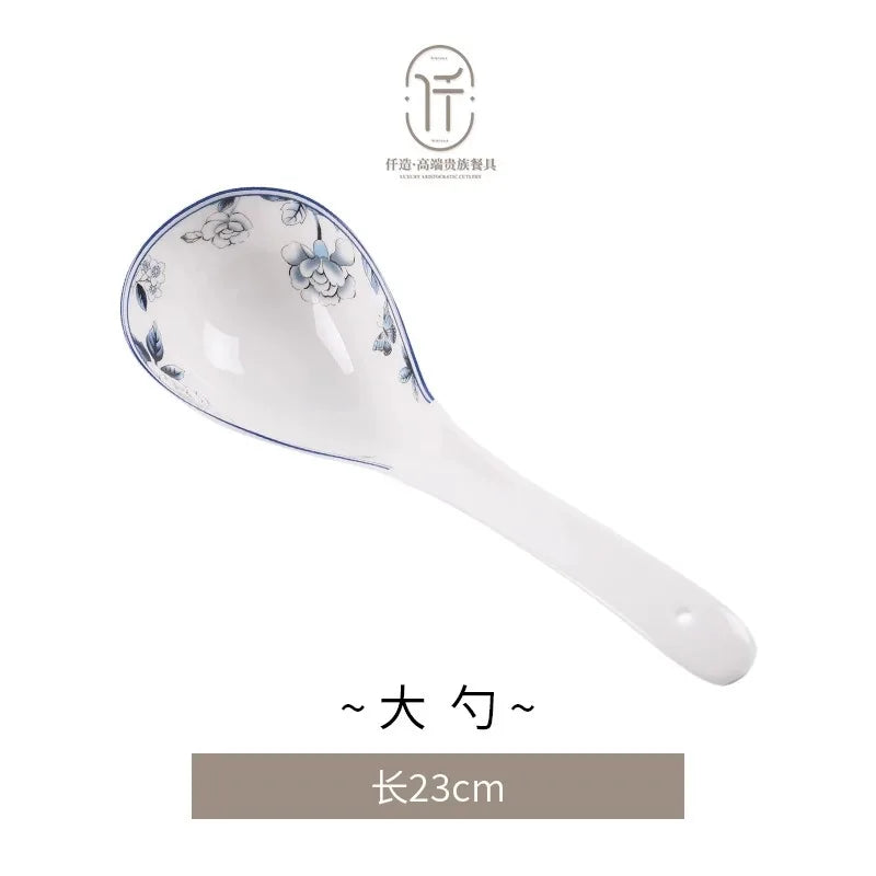 Blue Peacock Bone China Dining Plate Blue and White Kitchen Tableware Flower Ceramic Tableware Home Dining Bar Main Course Plate