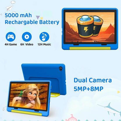 URAO 10 Inch Cartoon Pattern Kids Tablet Android Octa-Core 8GB RAM 64GB ROM Learning Education Games Tablets Children's Gifts.