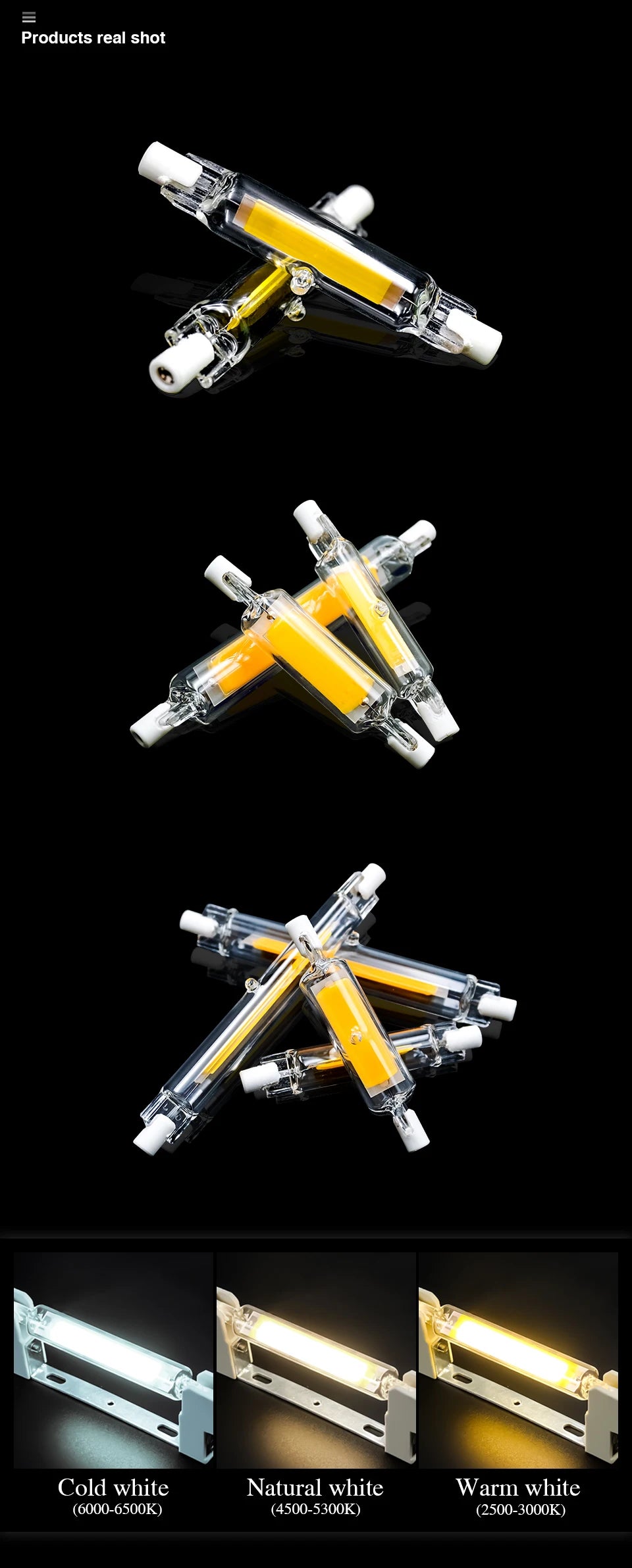 High Power 5W 10W 20W LED R7s COB Glass Tube 118mm J118 78mm J78 Cob Light Bulb AC 110V 220V 240V Lampadas Replace Halogen Lamp.