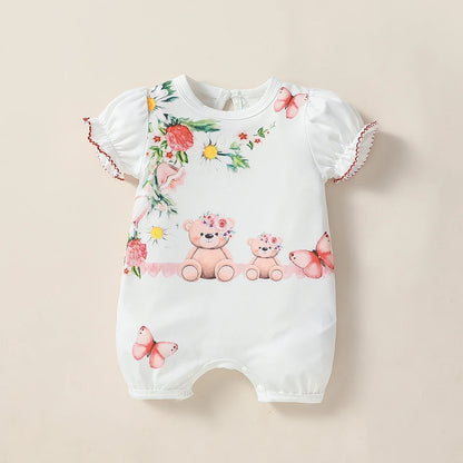 One Piece of Clothing Baby Gilrs Summer For Newborn Item Cartoon Cute Romper 0-1Y Casual Daily Wear Fashion Jumpsuit.