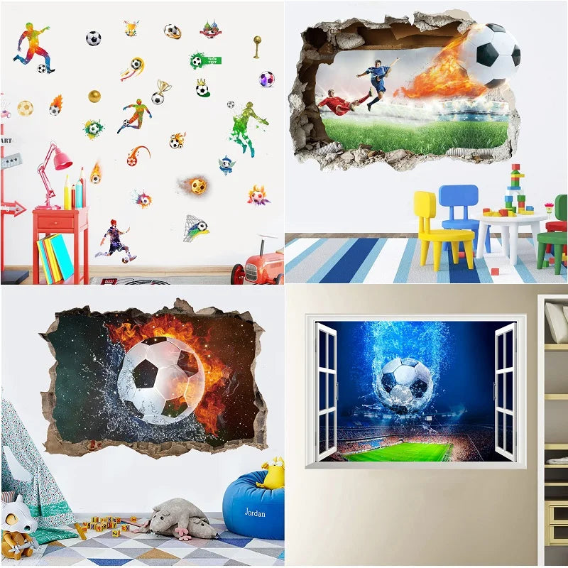 Creative Football PVC Wall Sticker Soccer Personalized Name Wall Decals For Kids Boys Room Mural Bedroom Decor Poster Art.