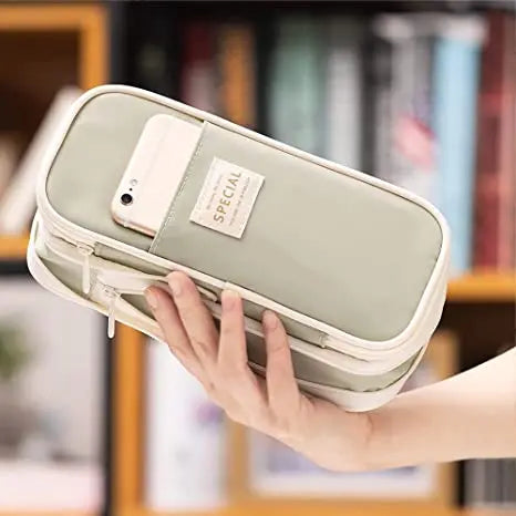 Lila Federmäppchen, großes Fassungsvermögen, Stifttasche, doppellagig, für Studenten, Beutelhalter, Box, Büro, Schreibwaren, Schulanfang.