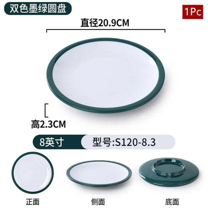 1Pc Commercial Melamine Tableware Household Plastic Dinner Plates Round Barbecue Salad Dishes Plate Kitchen Accessories