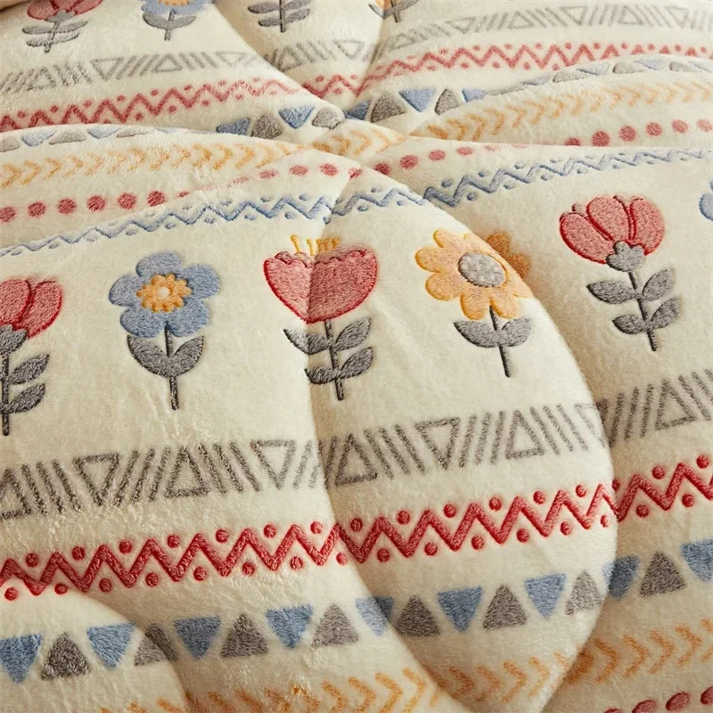 Winter Thicken Blanket Quilt Lamb Wool Double Layer Thick Warm Blanket 150/180/200 Comforter Throw Blankets for Beds Bedding 이불.