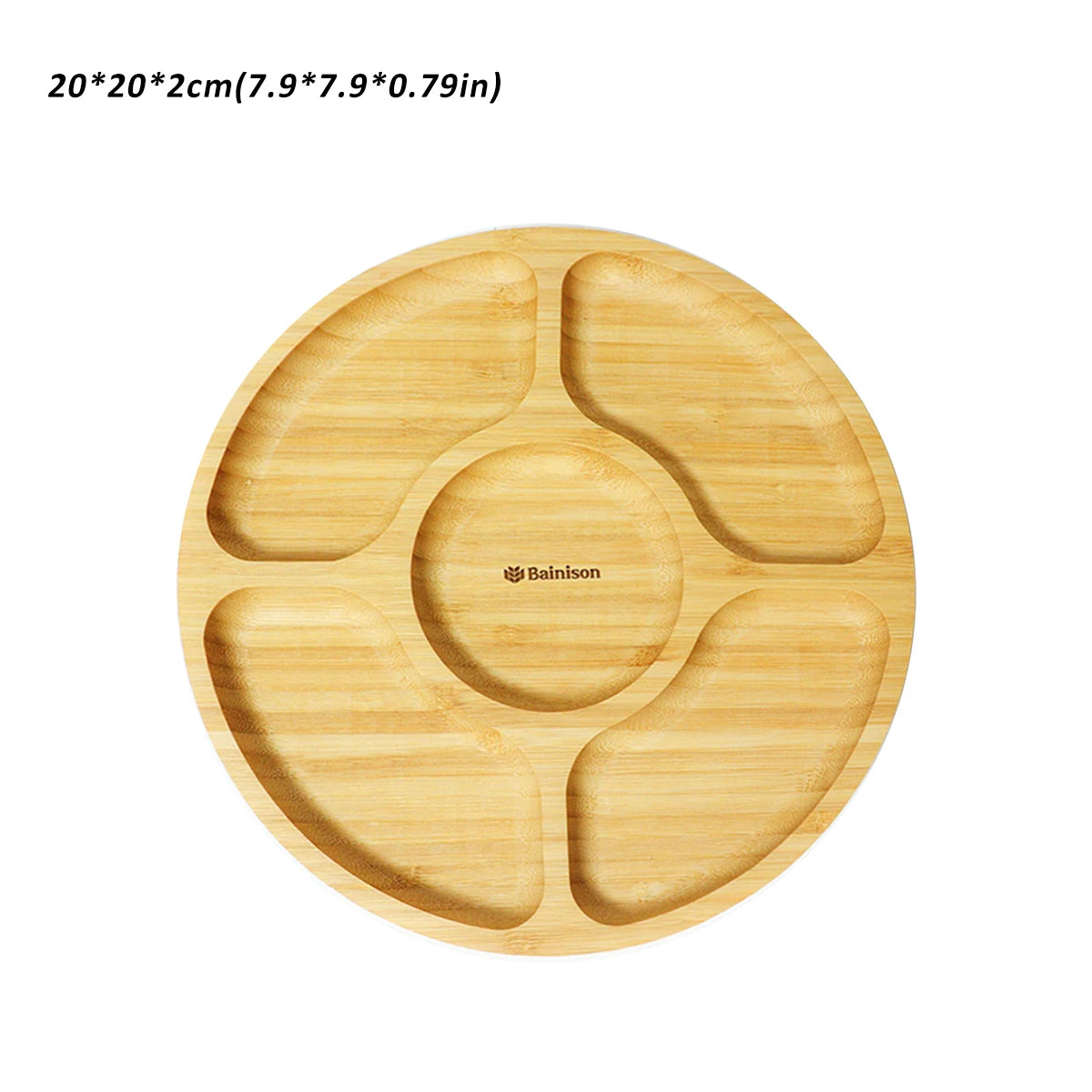Bainison Bamboo Tray With Compartments-Snack Sorting Platter, Party Candy Buffet Display,Household Kitchen Outdoor Bamboo Tray.