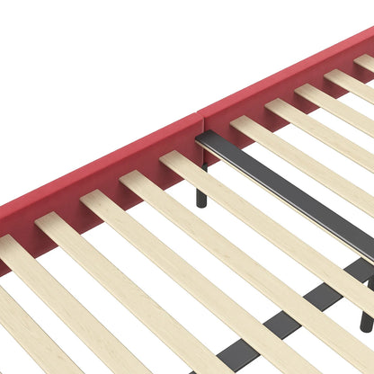 Rosahqnda Kinderbett 140 x 200 cm, Einzelbett, Kinderblütenblattbett, geeignet für Mädchenschlafzimmer, Beige, Weinrot, Samt