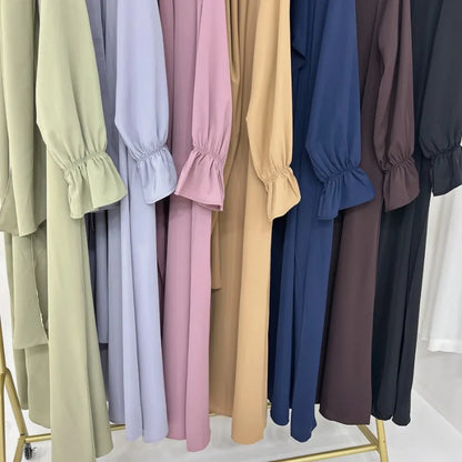 2024 Spring Muslim Modest Dress for Women Eid Arabic Femme Hijab Abaya Dubai 2 Pieces Islamic Long Sleeve Turkey Robe clothing