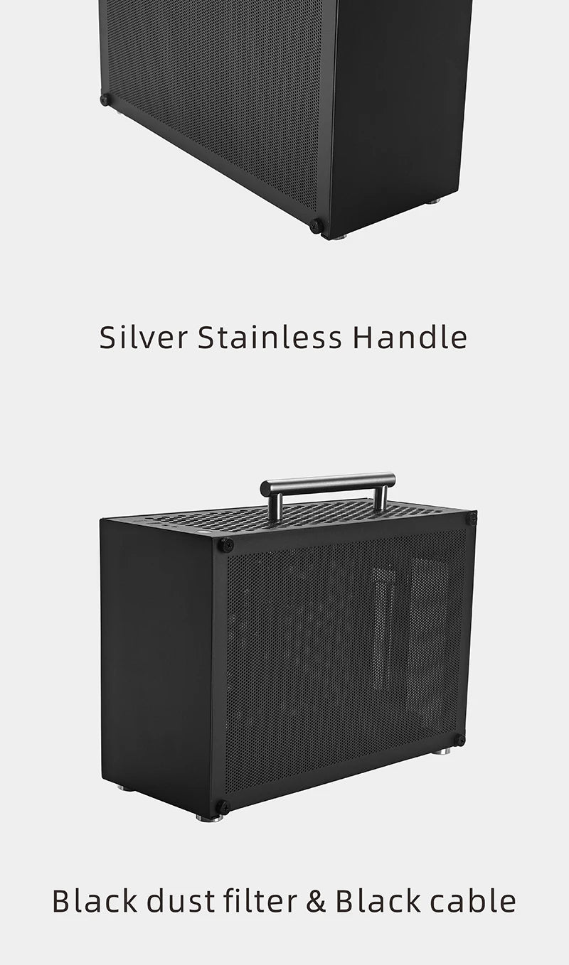 METALFISH T60 Mini ITX Black Case 9L Gaming Computer Chassis Compact transparent PC Support SFX PSU/300mm GPU.