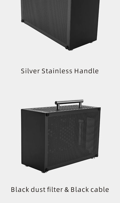 METALFISH T60 Mini ITX Black Case 9L Gaming Computer Chassis Compact transparent PC Support SFX PSU/300mm GPU.