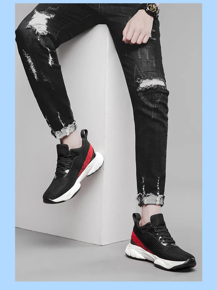 Fashion Men Sneakers Elevator Shoes Men Breathable Mesh Shoes Sports Casual Board Shoes Men's Hidden Inner Heightening Shoes 8cm.