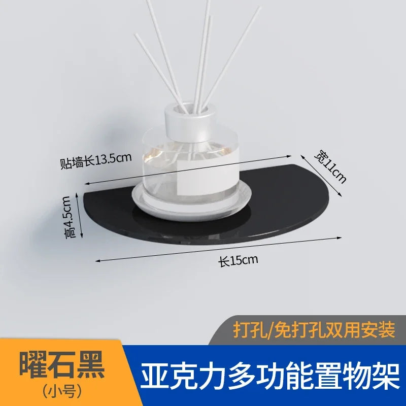 Bathroom Living Room Display Seamless Punch-free Fashion Decoration Color Acrylic Semi-circular Shelf Decoration Rack Storage.