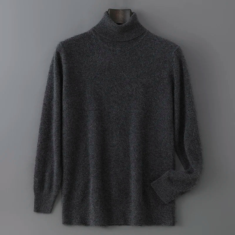 2025 Autumn/Winter High Collar Men's 100% Pure Wool Stylish Youth Loose Knitted Outerwear Flip Collar Casual Base Men's Sweaters