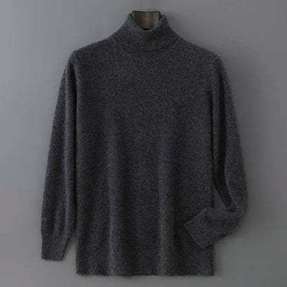 2025 Autumn/Winter High Collar Men's 100% Pure Wool Stylish Youth Loose Knitted Outerwear Flip Collar Casual Base Men's Sweaters