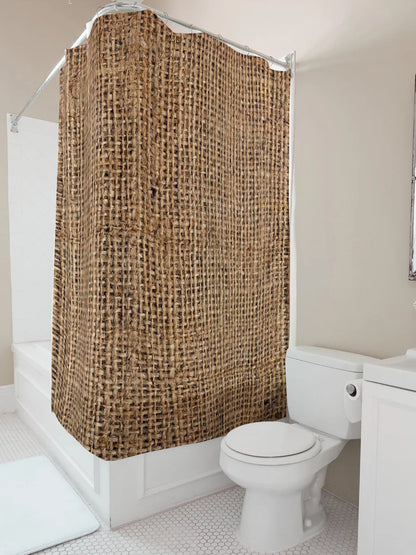 Duschvorhang aus natürlicher Jute, rustikaler gewebter wasserdichter Stoff für Badezimmerdekoration in brauner Farbe (180 x 180 cm), AliExpress