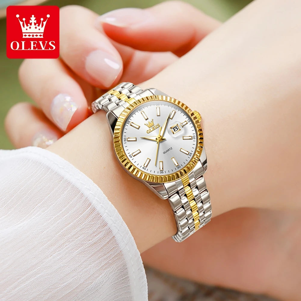 OLEVS 5593 Woman Watch Stainless Steel Waterproof Auto Date Elegant Ladies Wristwatch Luxury Original Quartz Watch for Women New.