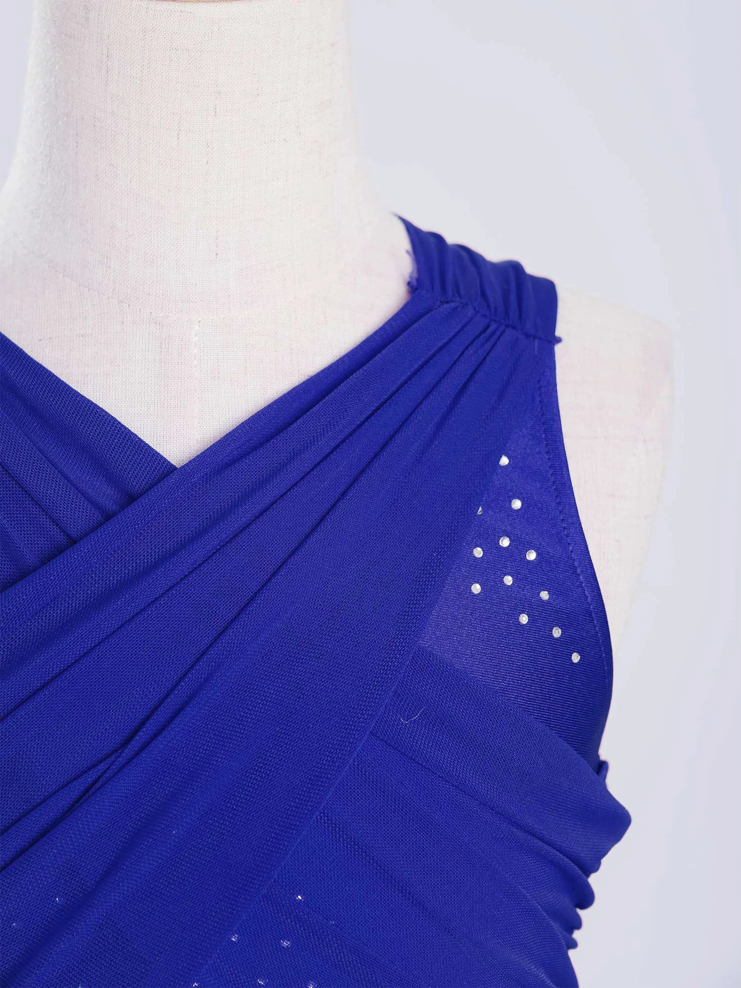 Kinder Mädchen Ärmellose Ausschnitt Strass Eiskunstlauf Trikot Kleid Lyrical Dance Gymnastik Akrobatik Leistung Kostüm.