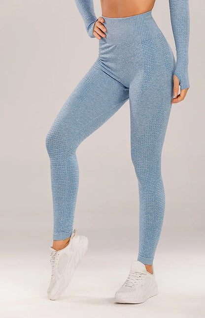 Noennamenull Women's Long Sleeve Yoga Set Seamless Knit Fitness Clothing Quick Dry Export Quality Cross Body Top.