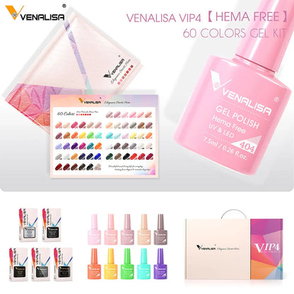 VENALISA VIP4 Kit Nail Gel Polish TPO FREE Full Coverage 36/60 Color Gel Pigment Professional Nail Art Long-lasting Gel Varnish.