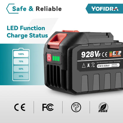 YOFIDRA 18–20 V wiederaufladbarer 22500 mAh 928 VF 388 VF 128 VF Plus Lithium-Ionen-Akku für 21 V 18 V Elektrowerkzeug-Ersatzakku