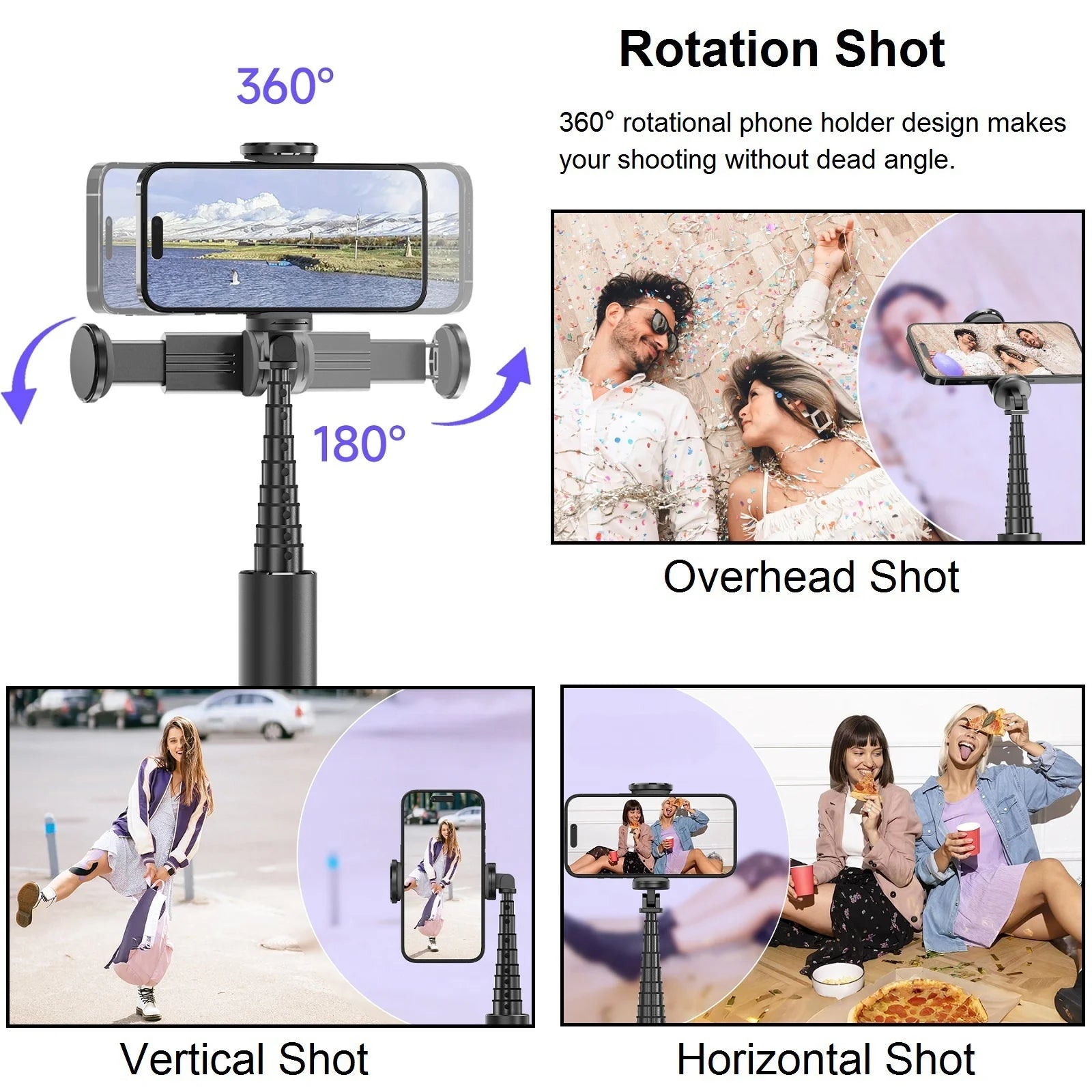 Selfie Stick for iPhone Phone 52" Wireless Selfie Stick Tripod Stand with Remote for Cellphone Video Recording Travel Vlog.
