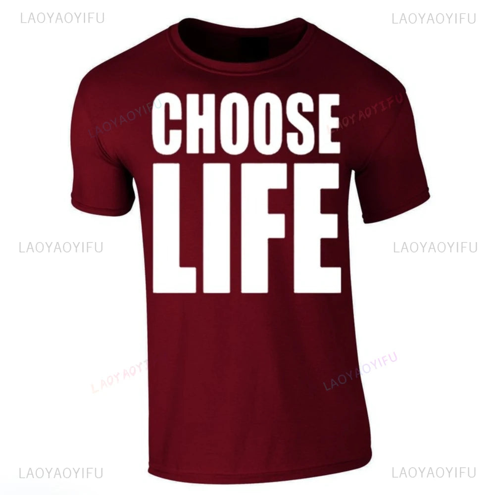 Choose Life Wham Retro 80s 80's Simple Letters T Shirt Woman Man Summer Music Festival High Quality Cotton Printed T-shirt.