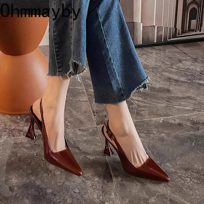 Luxury Designer Summer Women Sandals Fashion Pointed Toe Singbacks Shoes Ladies Elegant High Heel Stripper Sandalias.